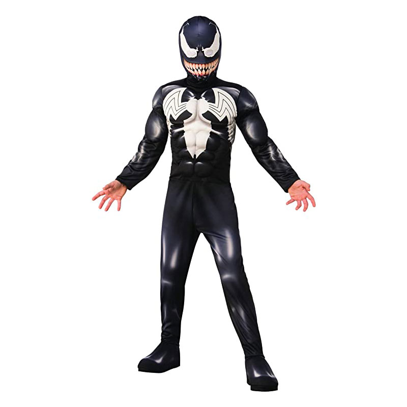 Marvel Venom Costume Muscle Chest Padded Jumpsuit & Holographic Mask